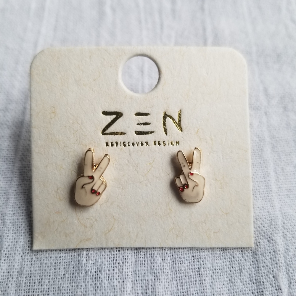 💥 Zen Enamel Peace post back Earrings